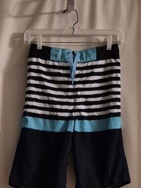 Old Navy  Blue and White Drawstring Swim Shorts